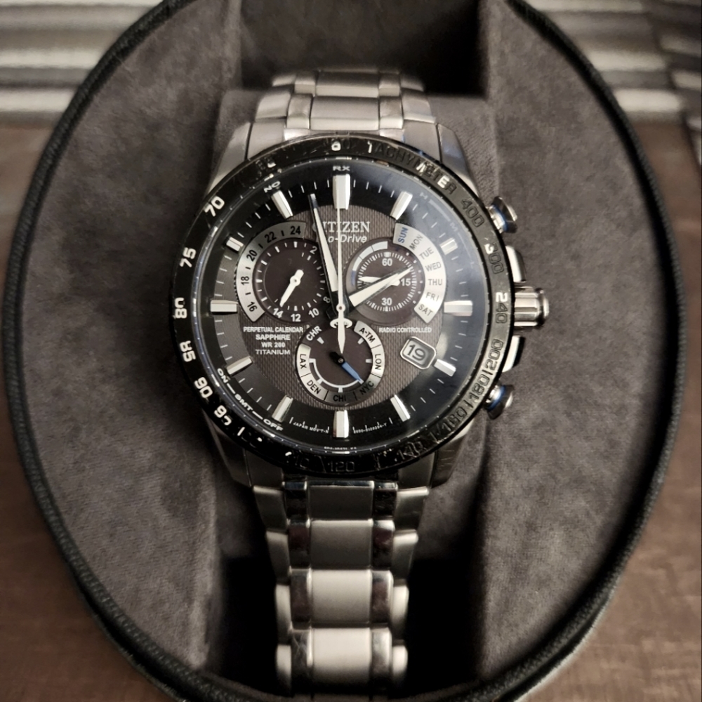 Citizen Eco Drive Perpetual Calendar Titanium Radio Controlled Chronogra…